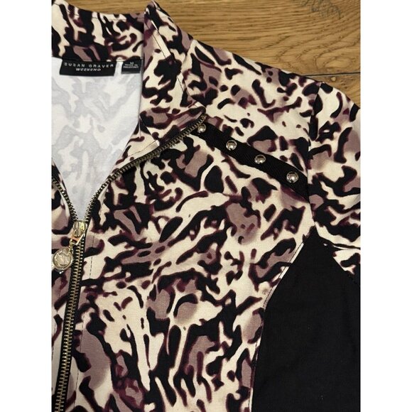 Susan Graver Weekend Women’s Medium Zip-Front Jacket Pockets Leopard Print NWOT - Picture 9 of 15